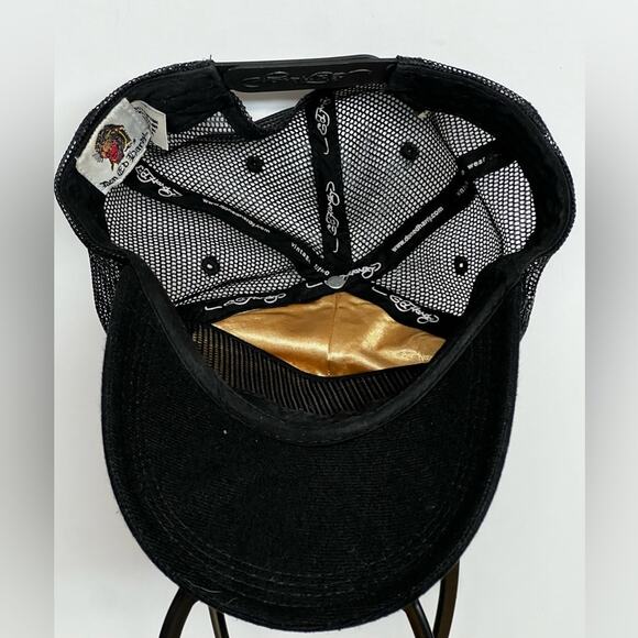 Vintage Ed Hardy Love Kills Slowly Skull Black with Rhinestones Trucker Hat RARE - Picture 4 of 7